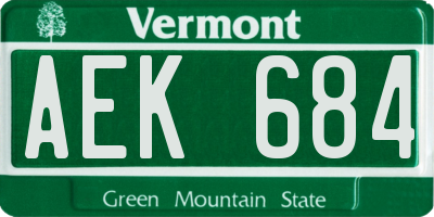 VT license plate AEK684