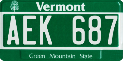 VT license plate AEK687