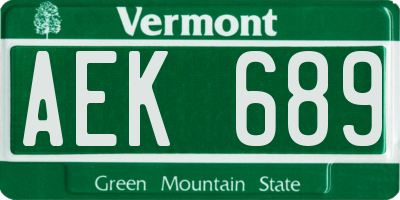 VT license plate AEK689