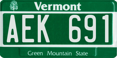 VT license plate AEK691