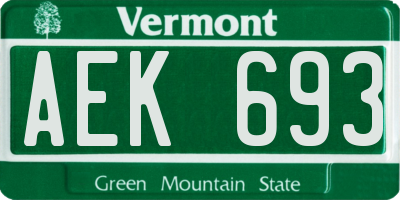 VT license plate AEK693