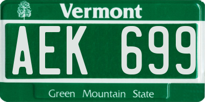 VT license plate AEK699
