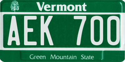 VT license plate AEK700