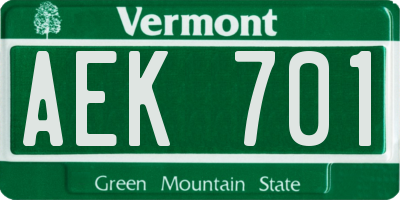 VT license plate AEK701