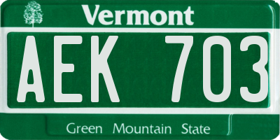 VT license plate AEK703