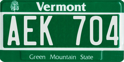 VT license plate AEK704