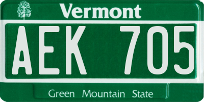 VT license plate AEK705