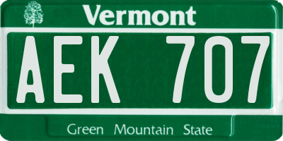 VT license plate AEK707