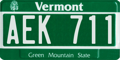VT license plate AEK711