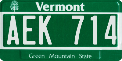 VT license plate AEK714