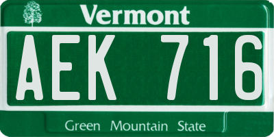 VT license plate AEK716
