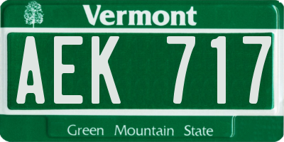 VT license plate AEK717