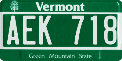 VT license plate AEK718