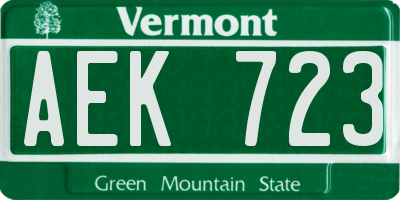 VT license plate AEK723