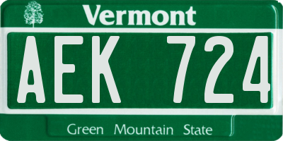 VT license plate AEK724