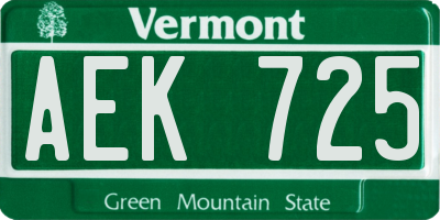 VT license plate AEK725
