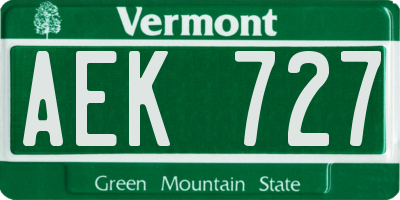 VT license plate AEK727