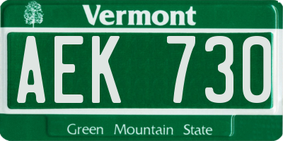 VT license plate AEK730