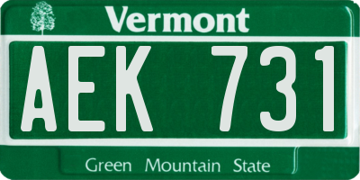 VT license plate AEK731