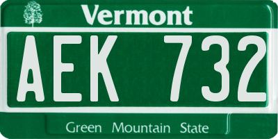 VT license plate AEK732