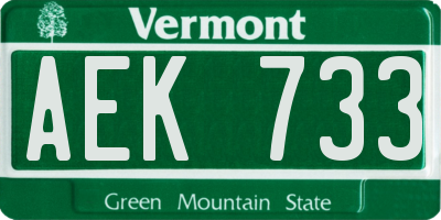 VT license plate AEK733