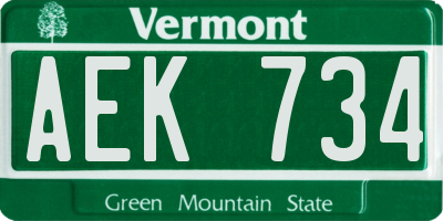 VT license plate AEK734