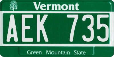 VT license plate AEK735