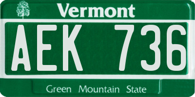 VT license plate AEK736