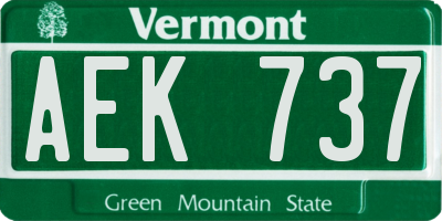 VT license plate AEK737