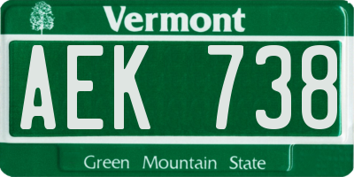 VT license plate AEK738