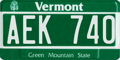VT license plate AEK740