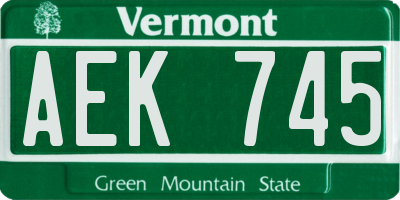 VT license plate AEK745