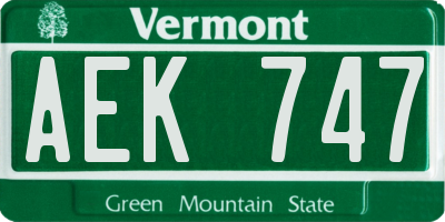 VT license plate AEK747