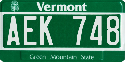 VT license plate AEK748