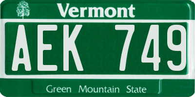 VT license plate AEK749
