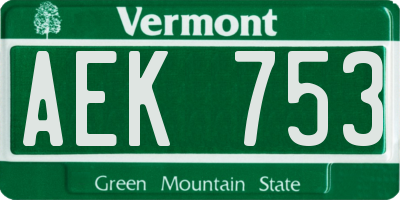 VT license plate AEK753