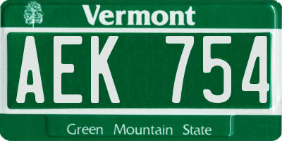 VT license plate AEK754