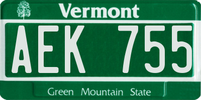 VT license plate AEK755