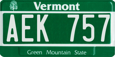 VT license plate AEK757