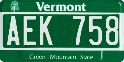 VT license plate AEK758
