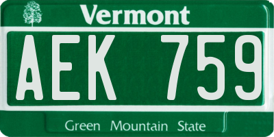VT license plate AEK759