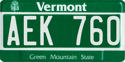 VT license plate AEK760