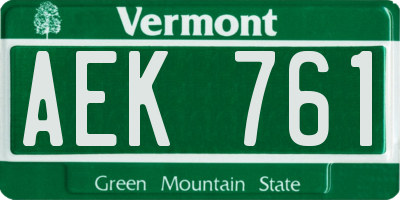 VT license plate AEK761