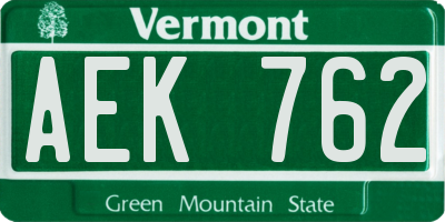 VT license plate AEK762