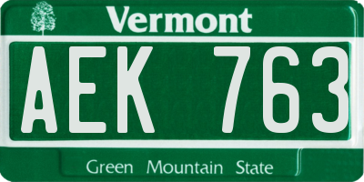 VT license plate AEK763