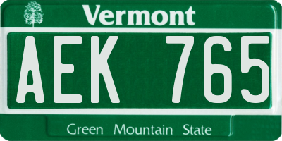 VT license plate AEK765