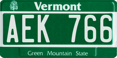 VT license plate AEK766