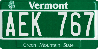 VT license plate AEK767