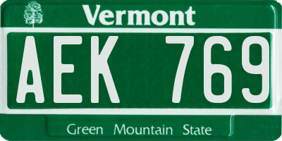 VT license plate AEK769