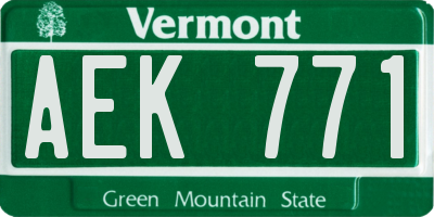 VT license plate AEK771
